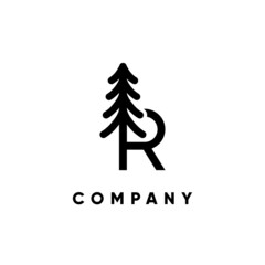 Wall Mural - Letter R Pine Tree Logo Design Vertor Icon Graphic Emblem Illustration
