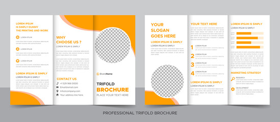 Wall Mural - Creative corporate modern business trifold brochure template, trifold layout, letter, a4 size brochure.