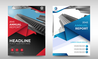 Wall Mural - Set of Corporate Book Cover Design Template in A4. Black, Red, and Blue. Can be adapt to Brochure, Annual Report, Magazine,Poster, Business Presentation, Portfolio, Flyer, Banner, Website.
