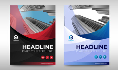 Wall Mural - Set of Corporate Book Cover Design Template in A4. Black, Red, and Blue. Can be adapt to Brochure, Annual Report, Magazine,Poster, Business Presentation, Portfolio, Flyer, Banner, Website.