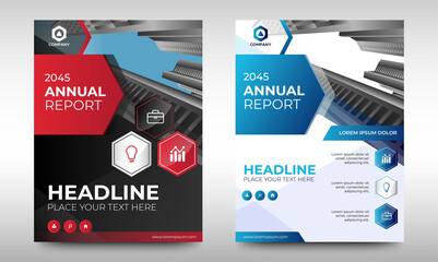 Wall Mural - Set of Corporate Book Cover Design Template in A4. Black, Red, and Blue. Can be adapt to Brochure, Annual Report, Magazine,Poster, Business Presentation, Portfolio, Flyer, Banner, Website.