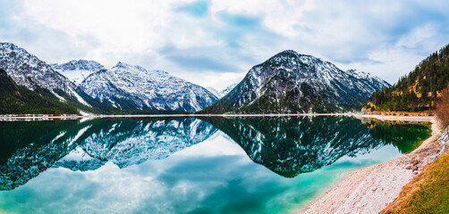 Poster - Dream lake with panorama in Austria