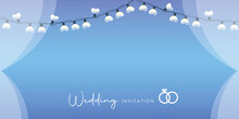 Wedding Invitation Design Blue Sky And Heart Fairy Lights