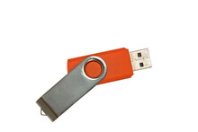 Orange USB Key Isolated With Clipping Path