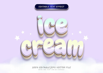 Poster - Ice cream text editable effect. simple style design