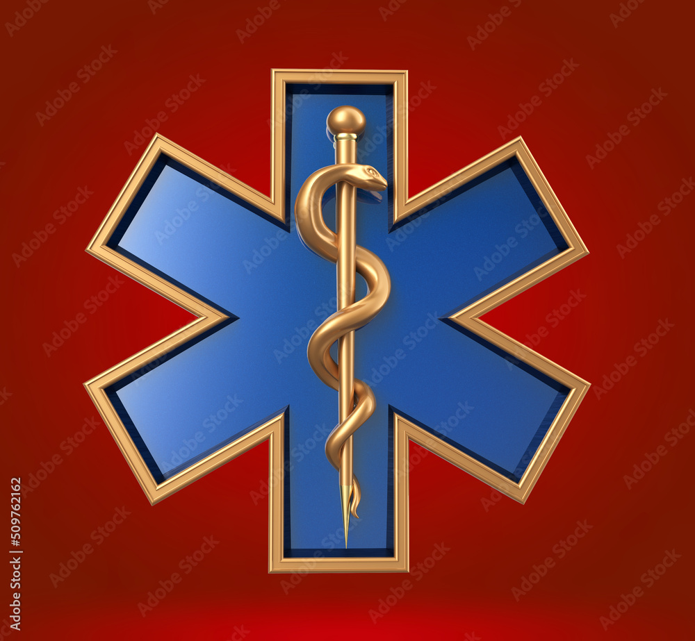 Medical symbol of the Emergency - Star of Life. 3d illustration Stock ...