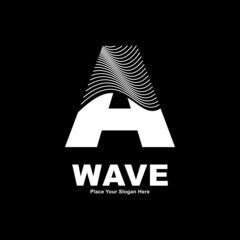 Abstract letter A line wave vector logo design. Suitable for business, poster, card, wave symbol and initial