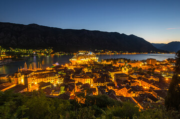 Wall Mural - Panorama of the Bay of Kotor and the town
