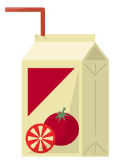 Canvas Print - Tomato juice paper box. Fresh healthy drink icon