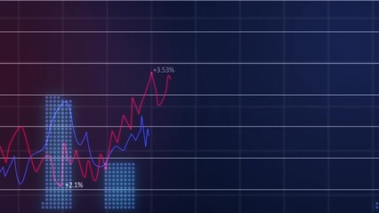 Sticker - Animation of financial data processing over dark background