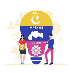 AMU - Arab Maghreb Union acronym. business concept background. vector illustration concept with keywords and icons. lettering illustration with icons for web banner, flyer, landing pag