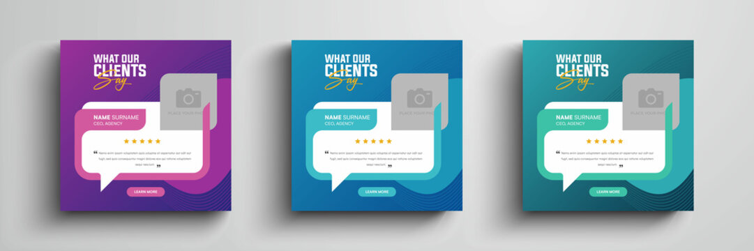 Client testimonials or customer feedback social media post web banner template