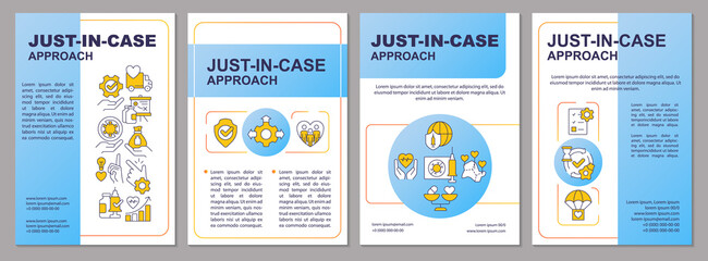 Health care system preparedness blue brochure template. Just-in-case. Leaflet design with linear icons. Editable 4 vector layouts for presentation, annual reports. Arial, Myriad Pro-Regular fonts used