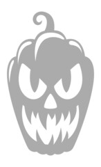 Wall Mural - Halloween pumpkin with scary carved face gray silhouette