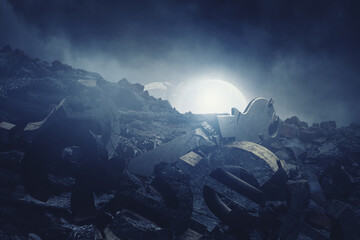 Wall Mural - spooky night image . mixed media