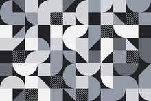 The Flat Grey Geometric Seamless Pattern Design. Abstract Grid Geometric Shapes Repeating Background In The Retro Style