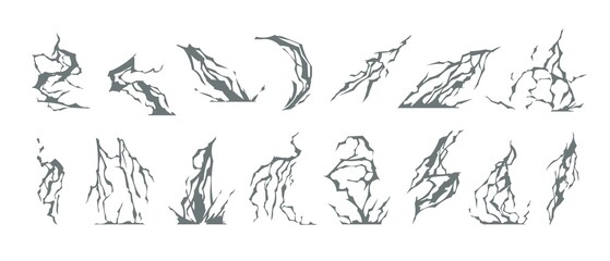 Wall Mural - cartoon thunderbolt effect. lightning strike and natural electricity sprite asset for 2d game, thund