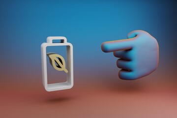 Aufkleber - Beautiful illustrations abstract Hand index finger points to clean energy symbol icon on a multicolor bright background. 3d rendering illustration. Background pattern for design.