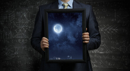 Wall Mural - full moon on night sky. elements of this image furnished by nasa