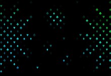 Dark Blue, Green Vector Template With Poker Symbols.