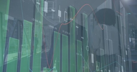 Poster - Animation of data processing over diverse business people walking