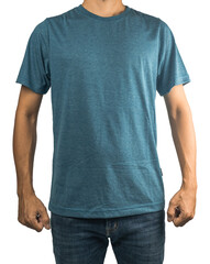 man in blank  t-shirt design mockup white background