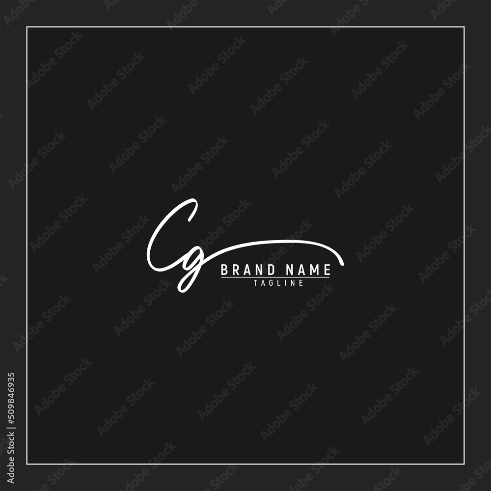 luxury initial CG logo design signature monogram handwriting vector ...