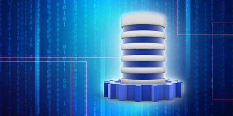 Poster - 3d rendering database storage data base with gear