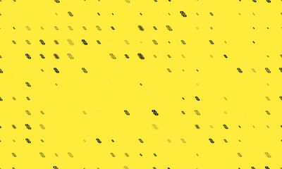 Poster - Seamless background pattern of evenly spaced black videoconference symbols of different sizes and opacity. Vector illustration on yellow background with stars