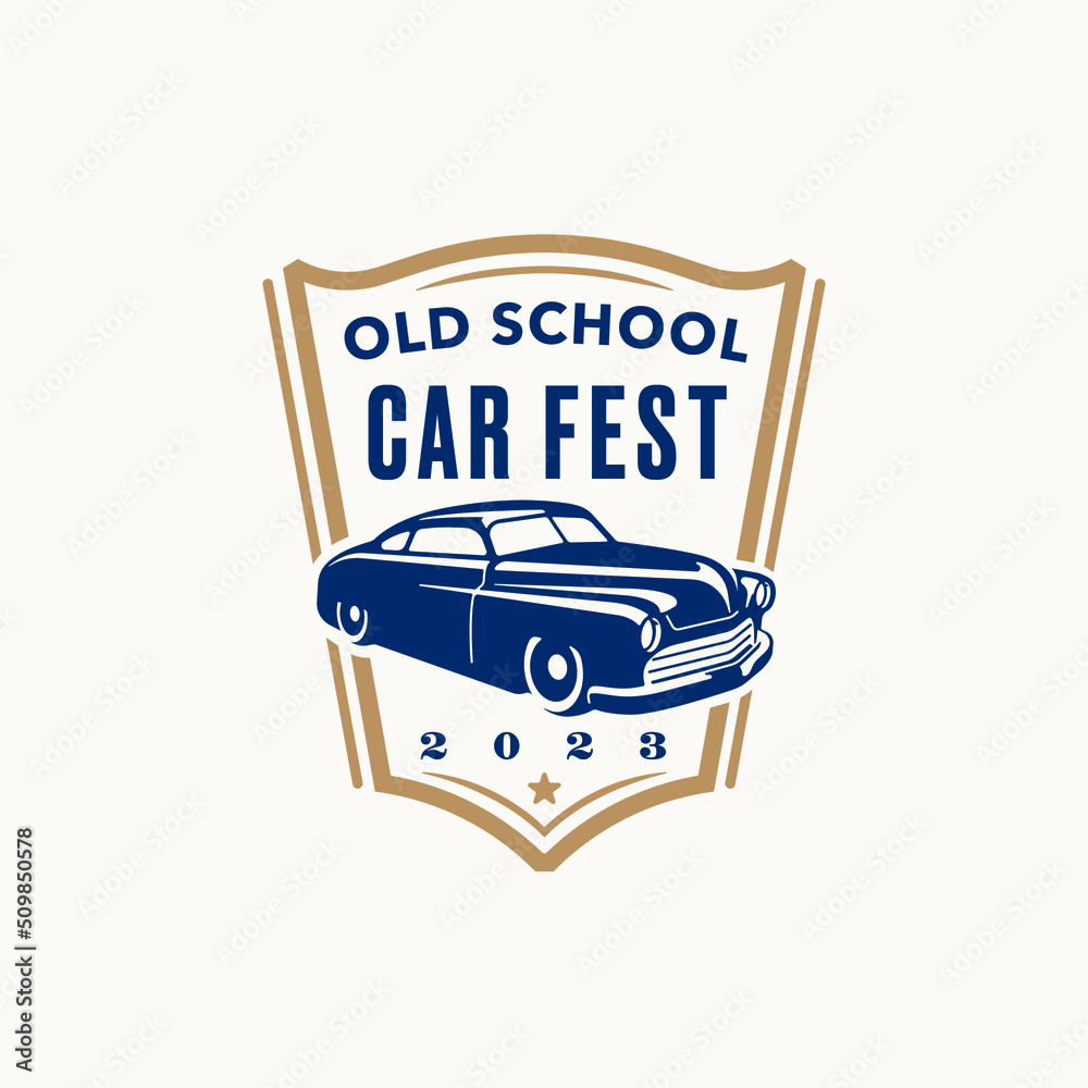 Retro car logo template. Vintage style vector illustration element for ...
