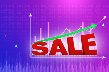 Poster - 3d illustration Sales with graph
