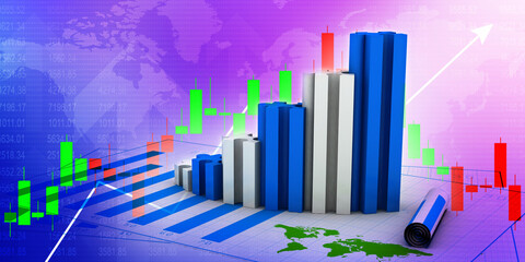 Poster - 3d rendering Stock market online business concept. business Graph

