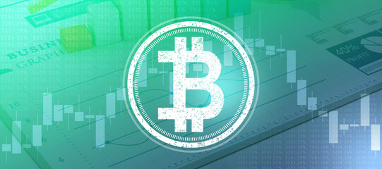 Poster - 2d rendering bitcoin sign concept
