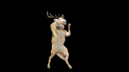 Wall Mural - deer dancing cg fur 3d rendering animal realistic cgi vfx animation loop composition 3d mapping cart