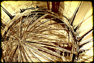 Poster - Sphere and line grungy abstract in gold