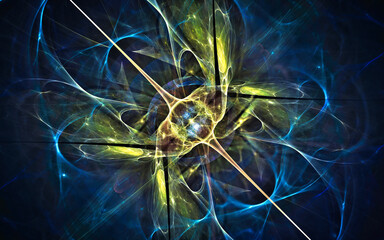 Leinwandbilder - digital illustration abstract image generated fractal background image wallpaper pattern of various geometric shapes and lines of various colors for computer graphics or web design