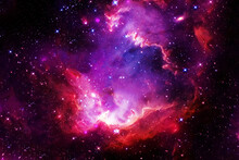 Bright Purple Space Nebula. Elements Of This Image Furnished By NASA