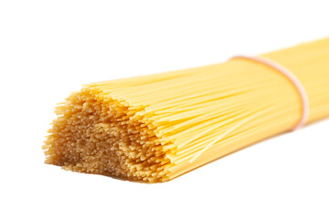 Raw dry spaghetti italian pasta isolated on white background.