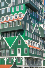 ZAANDAM, NETHERLANDS - April 26th, 2022: View To Iconic Inntel Hotels Amsterdam Zaandam, One Of The Most Recognizable Hotels In The Netherlands And The Whole Europe