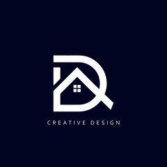 Letter D Real Estate Logo Design, Creative Minimal D House Logo Template