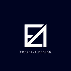 Wall Mural - EA Logo Design, Creative Professional Trendy Letter EA Monogram in Black and White Color