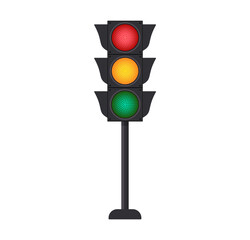 Wall Mural - Icons depicting typical horizontal traffic signals with red light above green and yellow in between isolated vector illustration