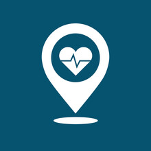Heart - Vector Icon; Blue Map Pointer