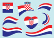 vector design elements - flags of Croatia in heart and curved forms