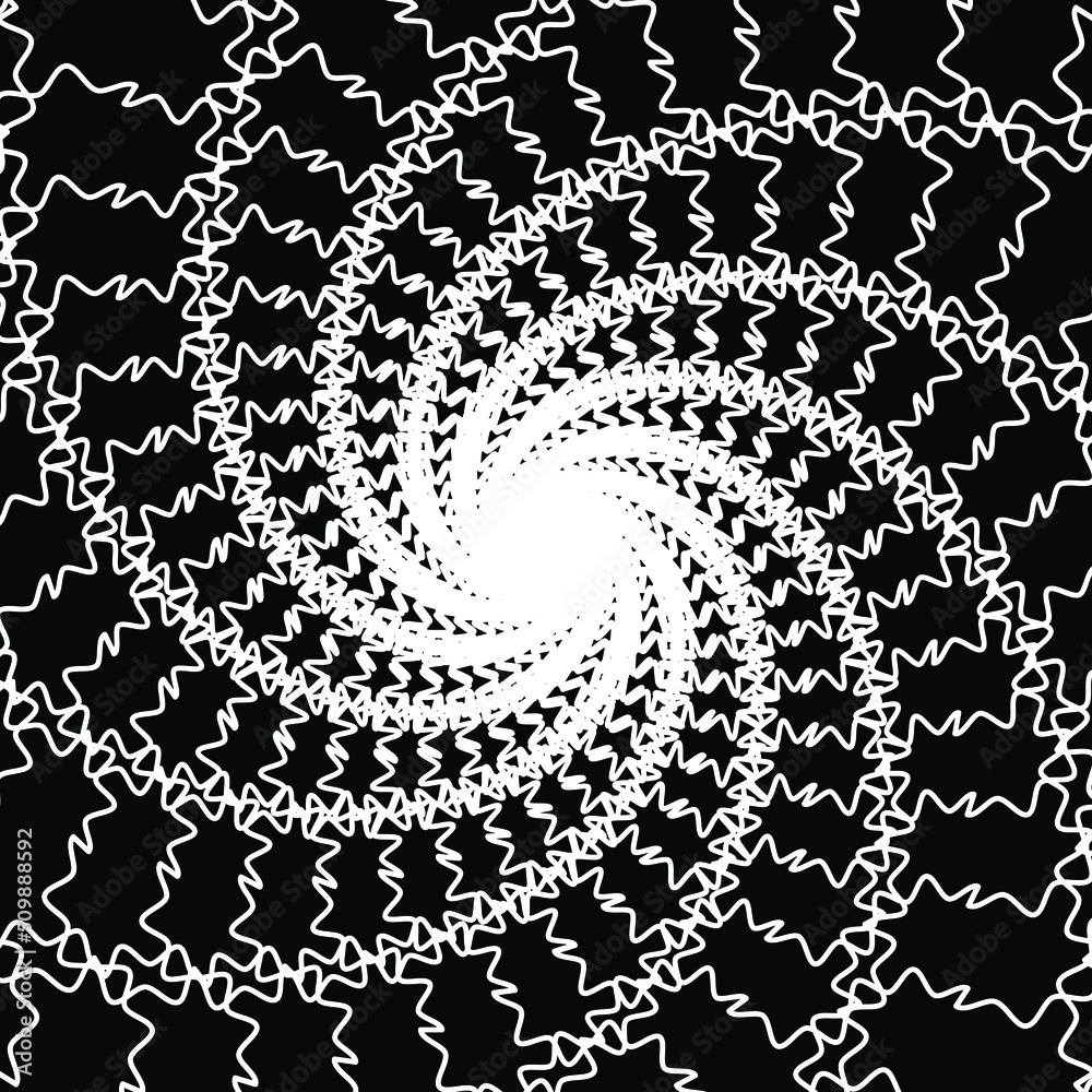 Distorted abstract lines, wireframe tunnel. The white wave spiral wavy ...