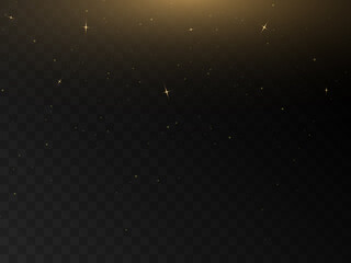 Aufkleber - Stage light and golden glitter with the effect of golden rays and falling sparkling dust. Abstract golden rays to highlight your product. Sun rays. Vector