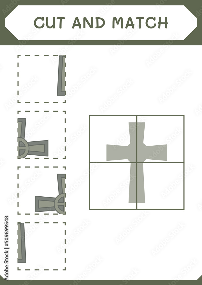 Cut and match parts of Christian cross, game for children. Vector ...