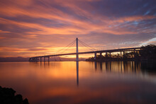 Sunrise Over The Bay Bridge, San Francisco, California, USA