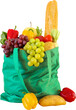 fruits and vegetables grocery product in reusable shopping bag isolated