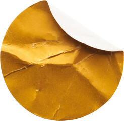 Wall Mural - blank golden round adhesive paper sticker label isolated